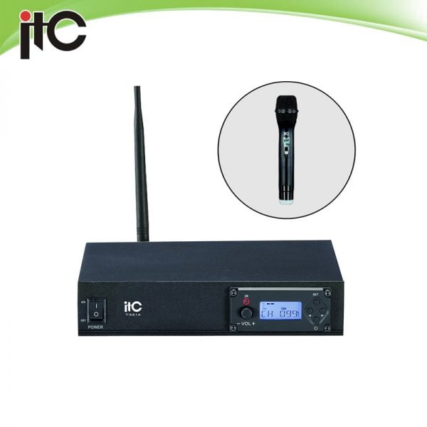 ITC T-531C UHF single channel wireless microphone with segment LCD display, 1 lapel mic