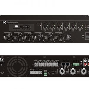 ITC TI-2406S 240W 6 zone mixer amplifer with MP3, 4 mic inputs, 2 line inputs,